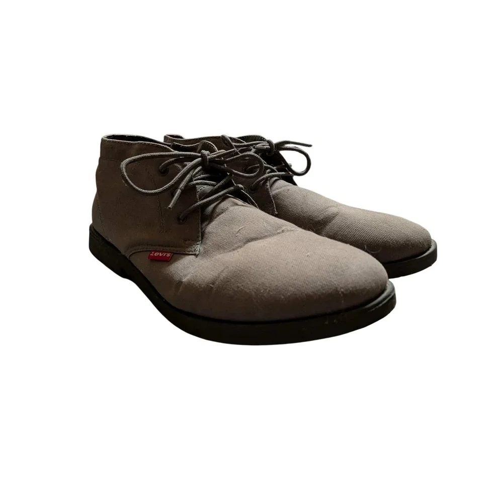 Levis Mens Canvas Chukka Boots Grey Brown Lace Up Desert Ankle Shoes